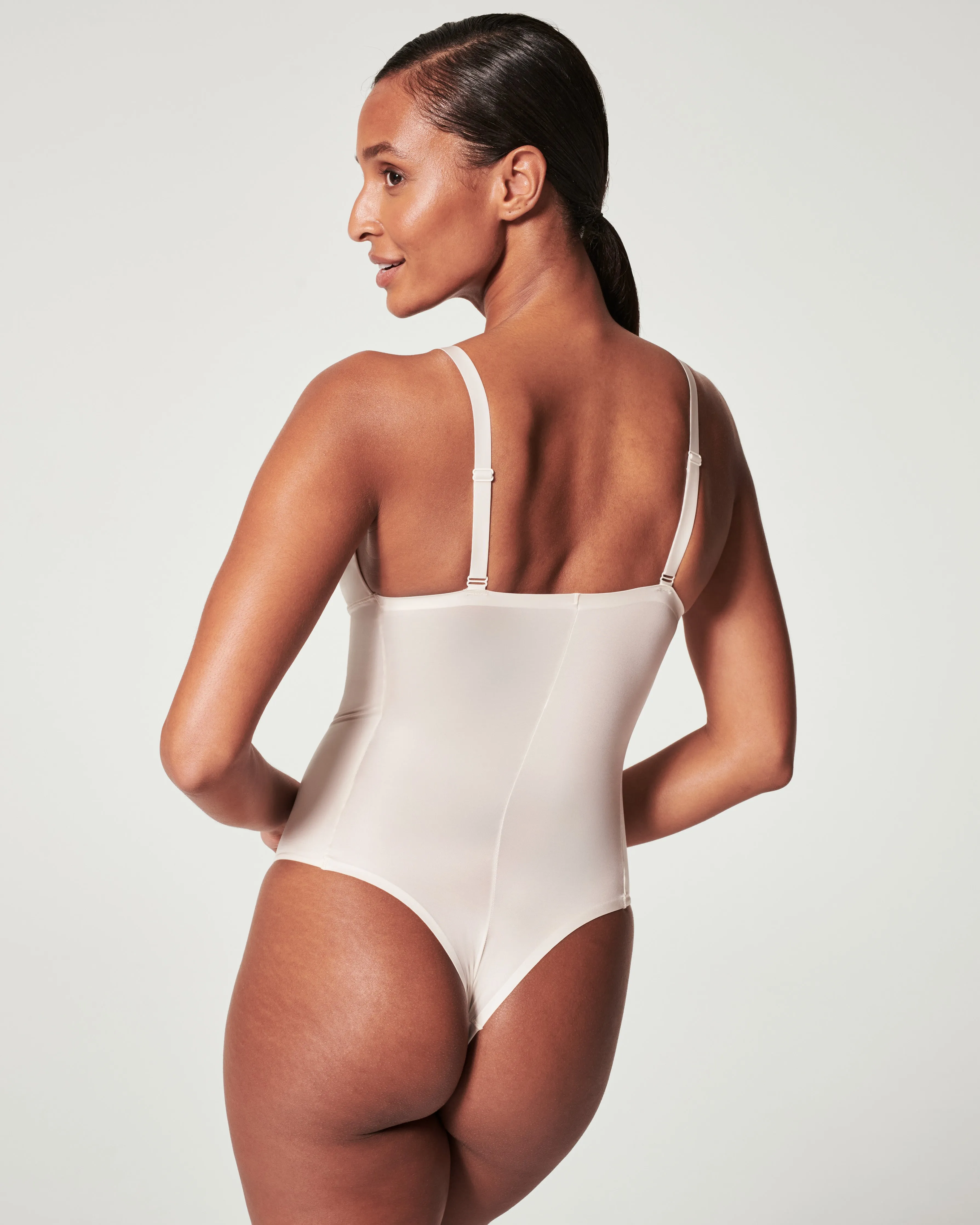 Satin Thong Bodysuit for Shaping.