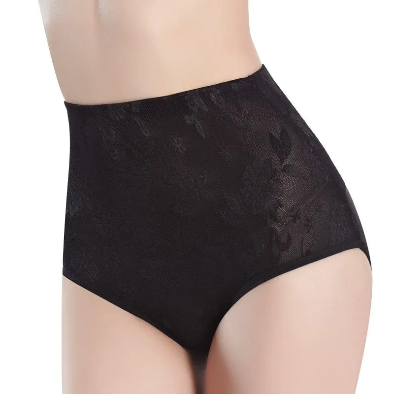 Seamless Tummy Control Shapewear Panty with Lace - High Waist Slimming Girdle Underwear