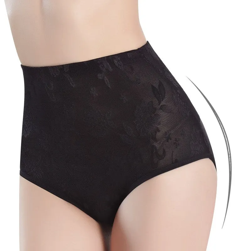 Seamless Tummy Control Shapewear Panty with Lace - High Waist Slimming Girdle Underwear