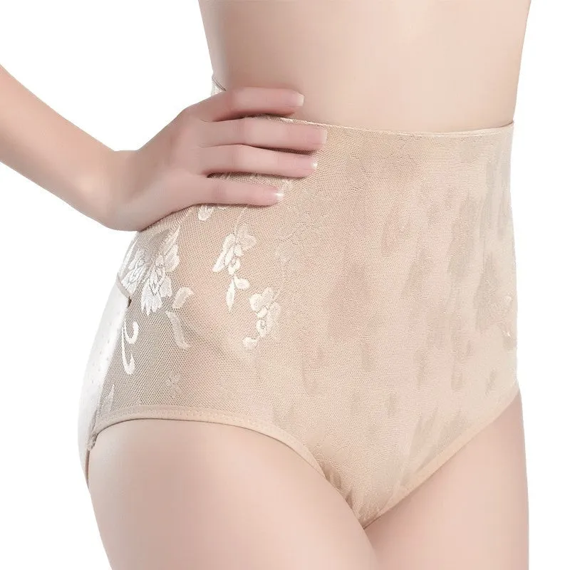 Seamless Tummy Control Shapewear Panty with Lace - High Waist Slimming Girdle Underwear