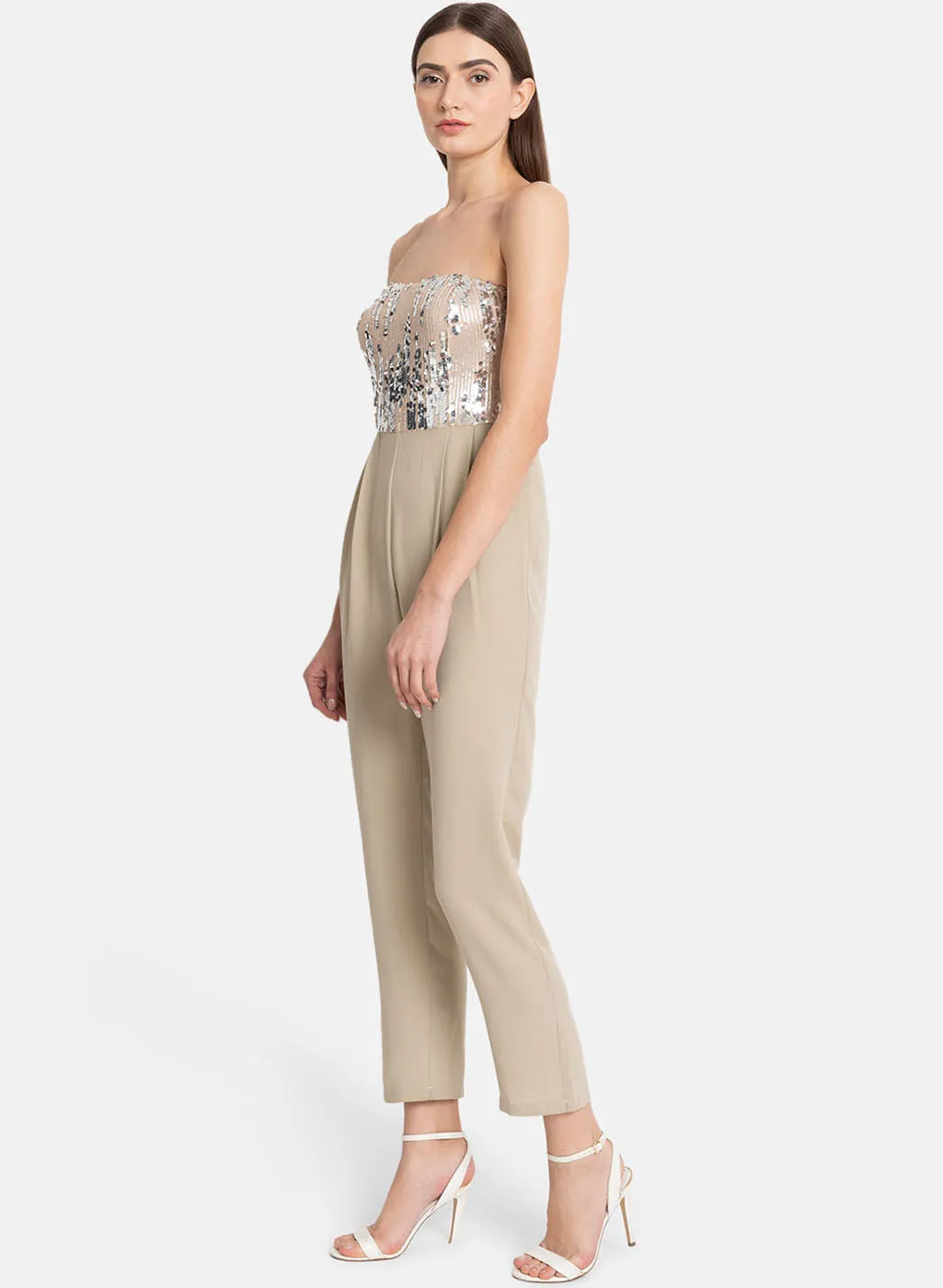 Sequin Bustier Jumpsuit | Smocked Back | Buy Now