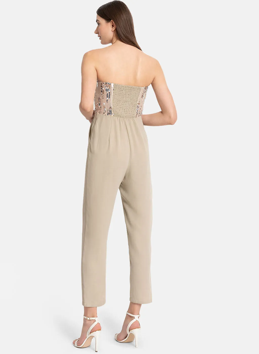 Sequin Bustier Jumpsuit | Smocked Back | Buy Now