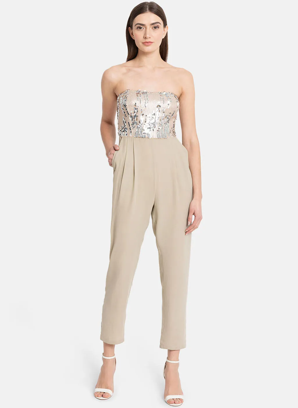 Sequin Bustier Jumpsuit | Smocked Back | Buy Now