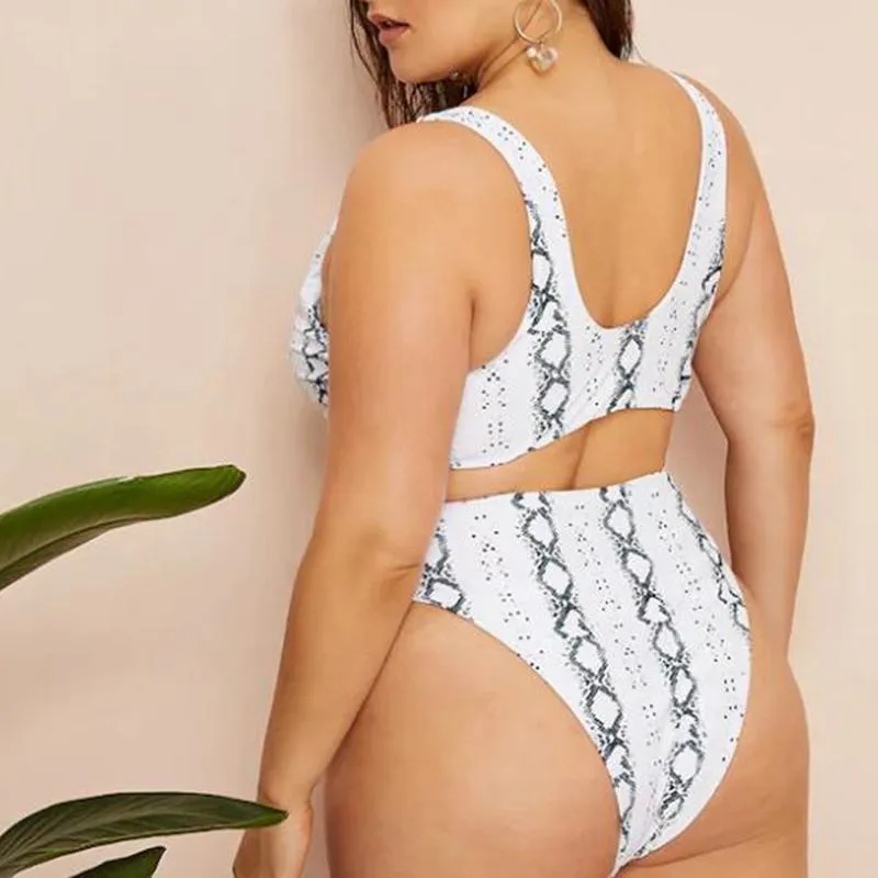 Snake Print High-Waisted Bikini Set