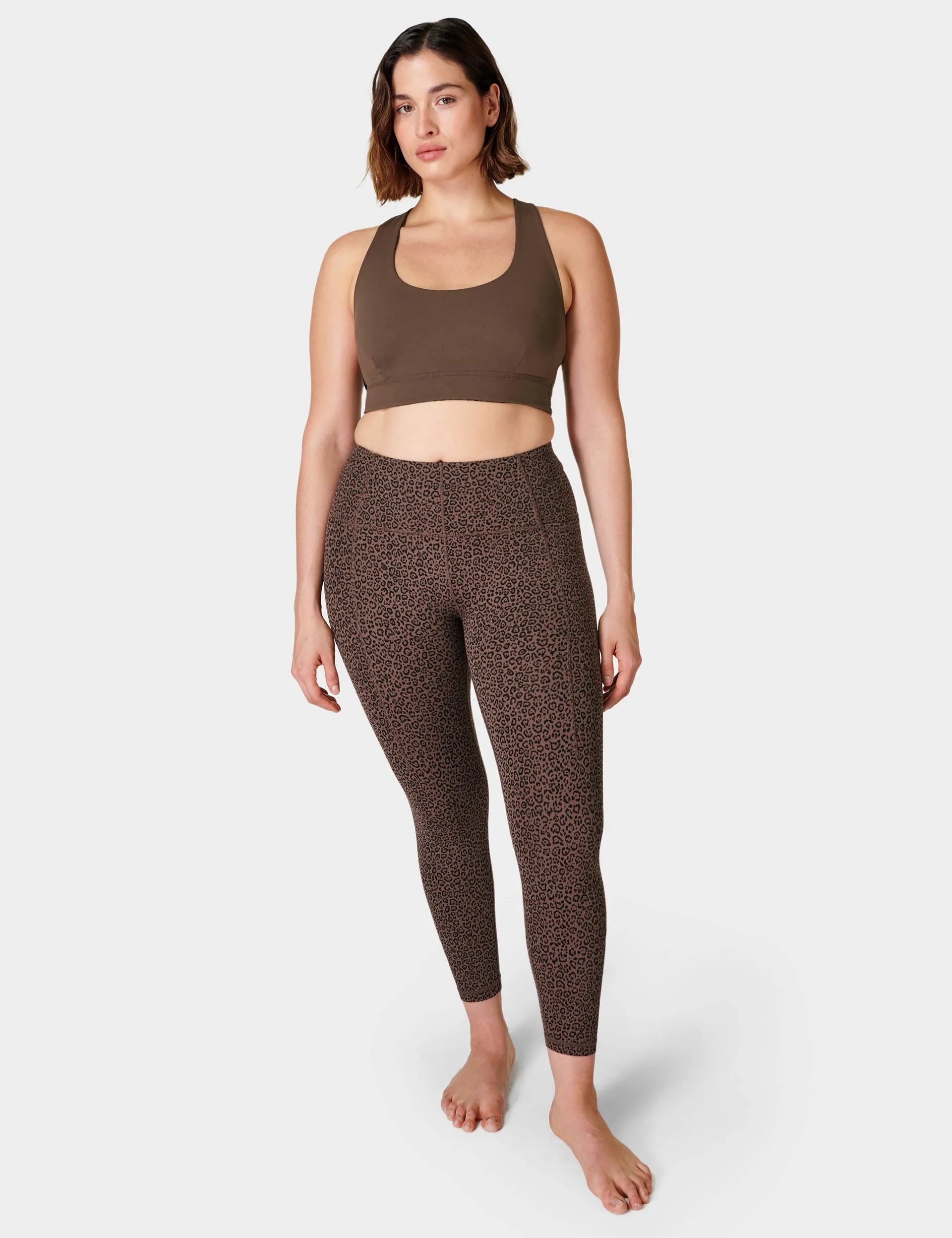 Soft Yoga Leggings | 7/8 Length | Brown Leopard Print