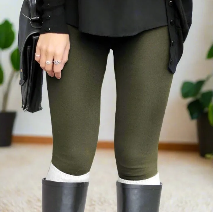 Solid Green Leggings for Women, Soft Yoga Pants, Sizes 0-18, No Roll Waist, Olive Green