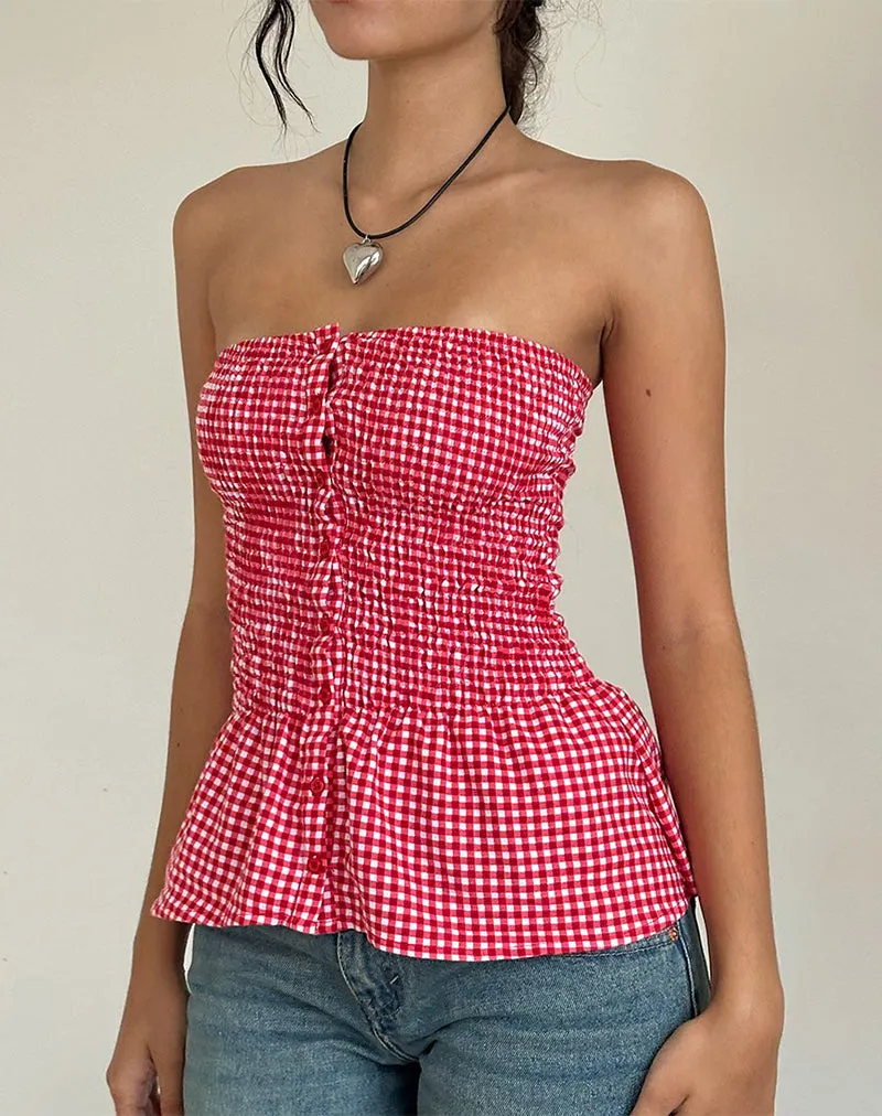 Soter Red Gingham Top