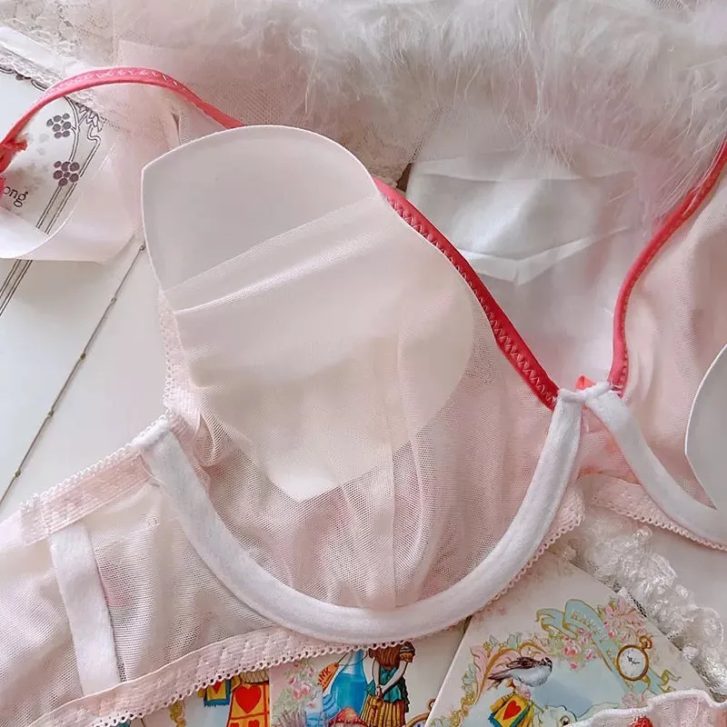 Strawberry Lingerie Set - Kawaii Girly Embellished Soft Delicate