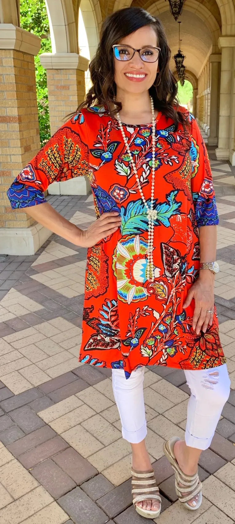 Tangerine Floral Tunic