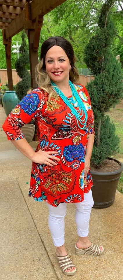 Tangerine Floral Tunic