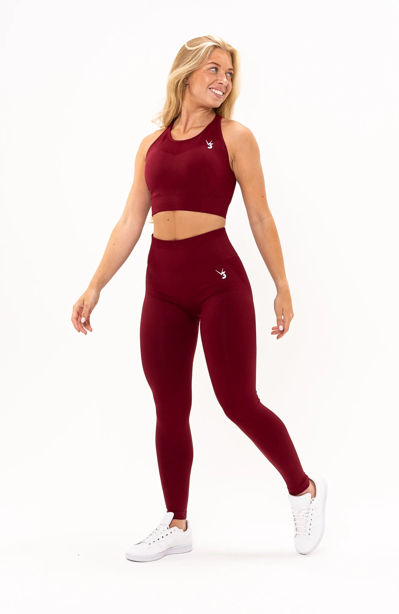 Tempo Burgundy Red Scrunch Leggings & Sports Bra Set