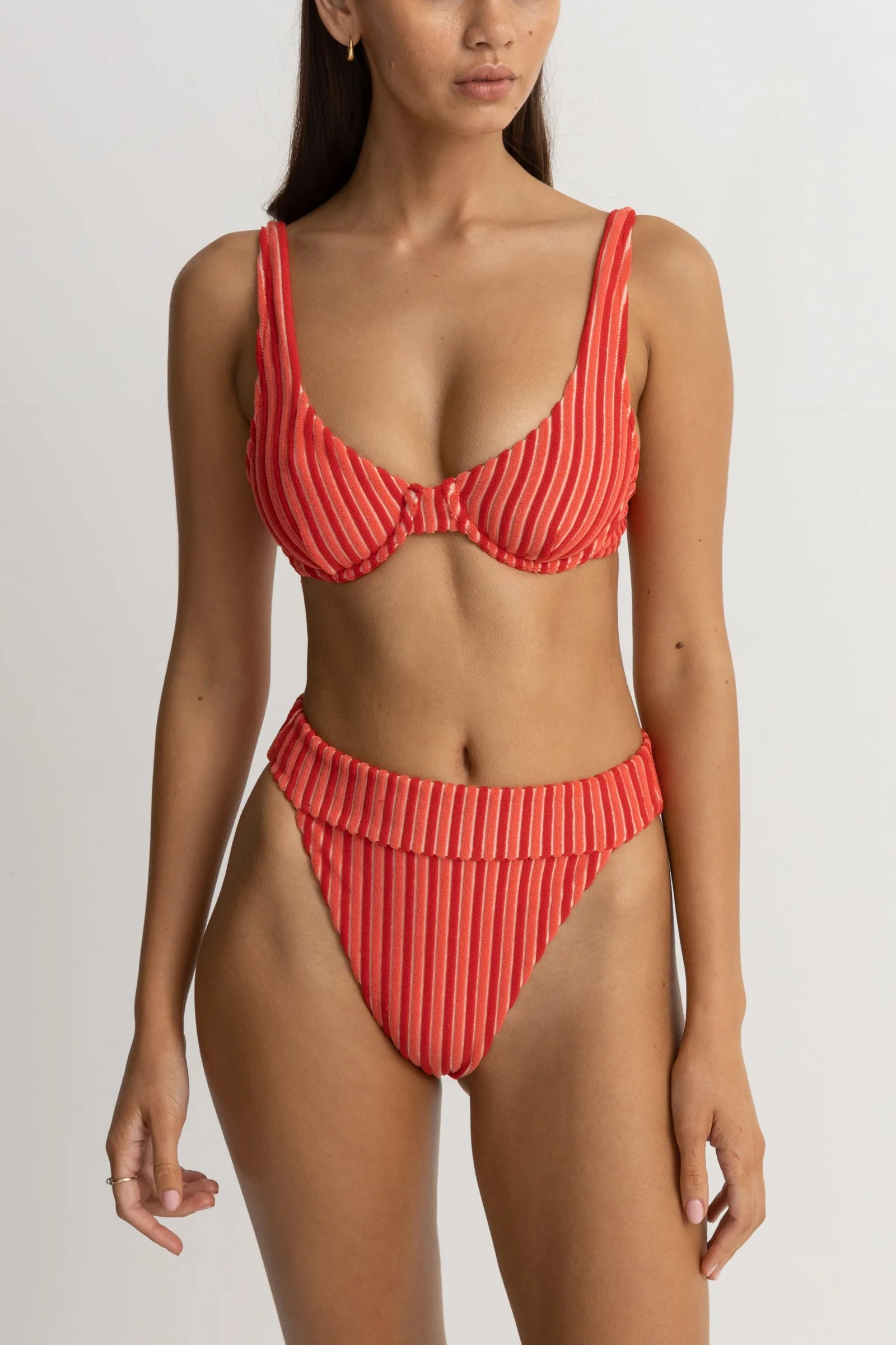 Terry Sands Red Sand Stripe Underwire Top