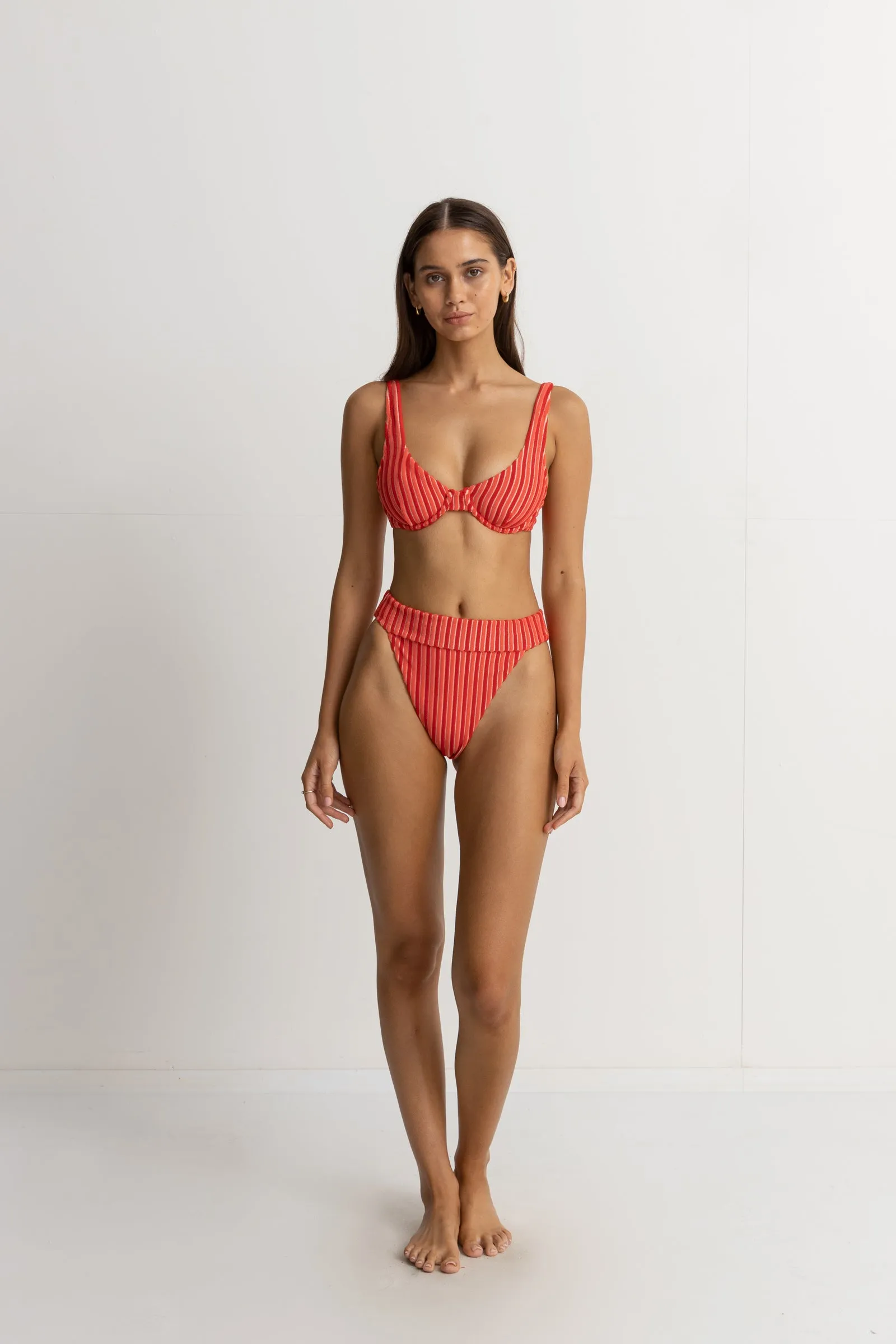 Terry Sands Red Sand Stripe Underwire Top