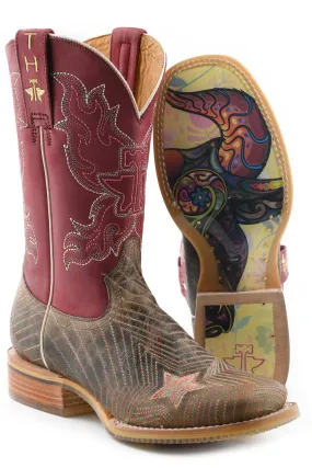 Tin Haul Women's Super Nova Star Multicolor Leather Cowboy Boots.