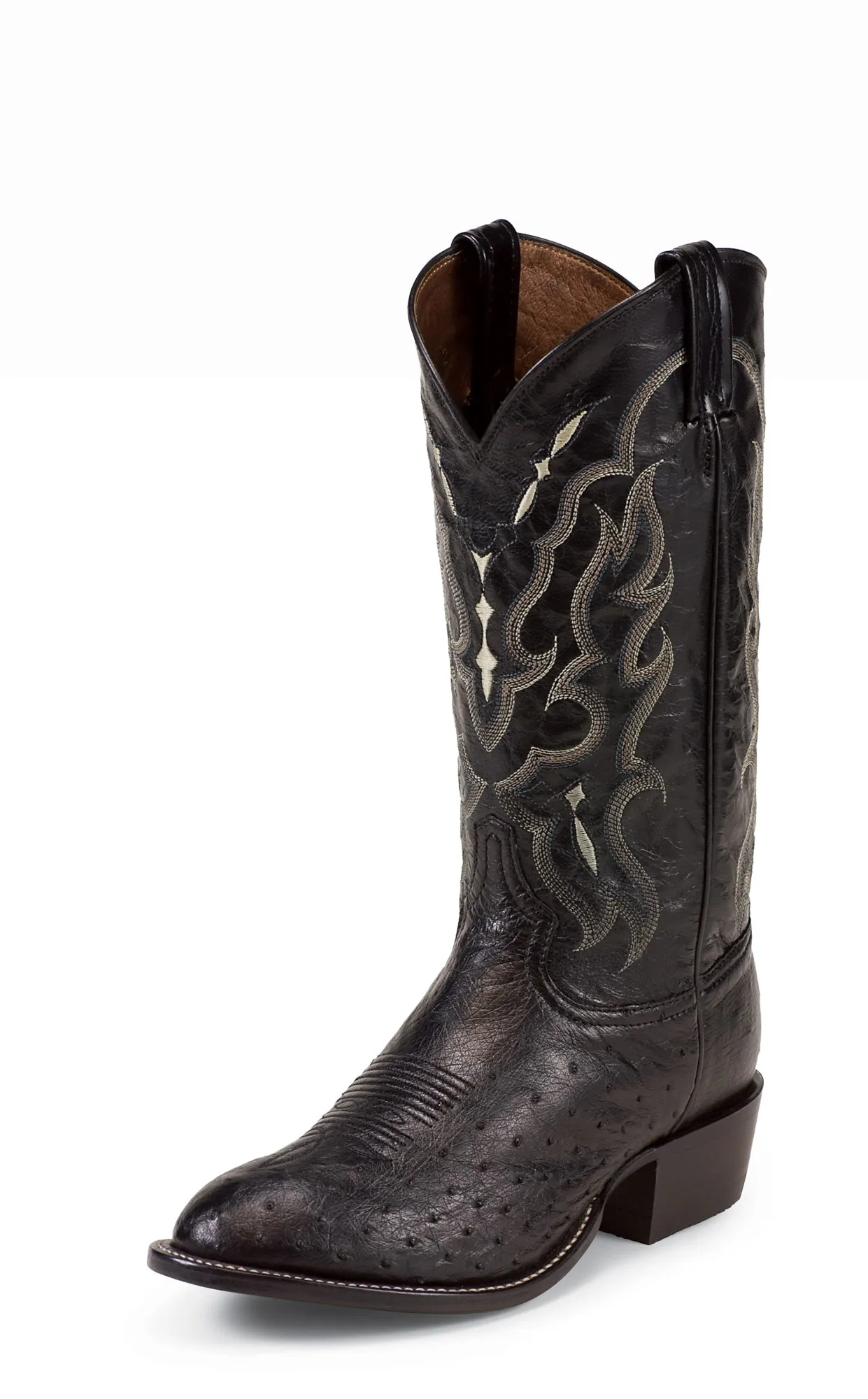 Tony Lama Men's Black Smooth Ostrich Goat Leather Western Boots - 13in Length