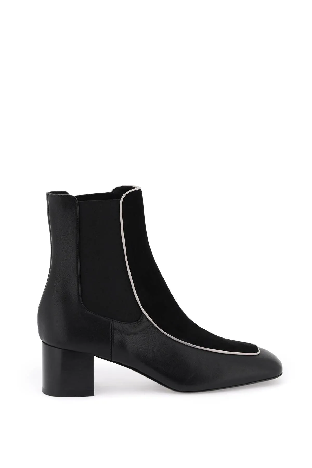 Toteme ankle boots smooth suede leather WLGSE022 LE0001 black off white.