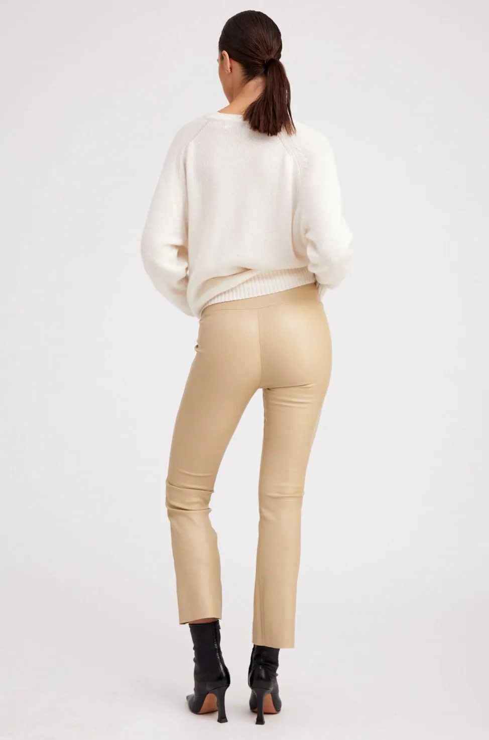 Travertine Leather Flare Leggings