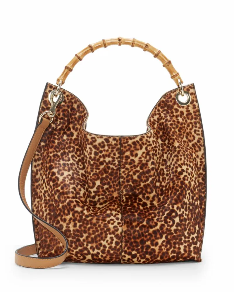 Vince Camuto Iggy Hobo Handbag - Natural Leopard Haircalf/Matte Yellow Sharknose