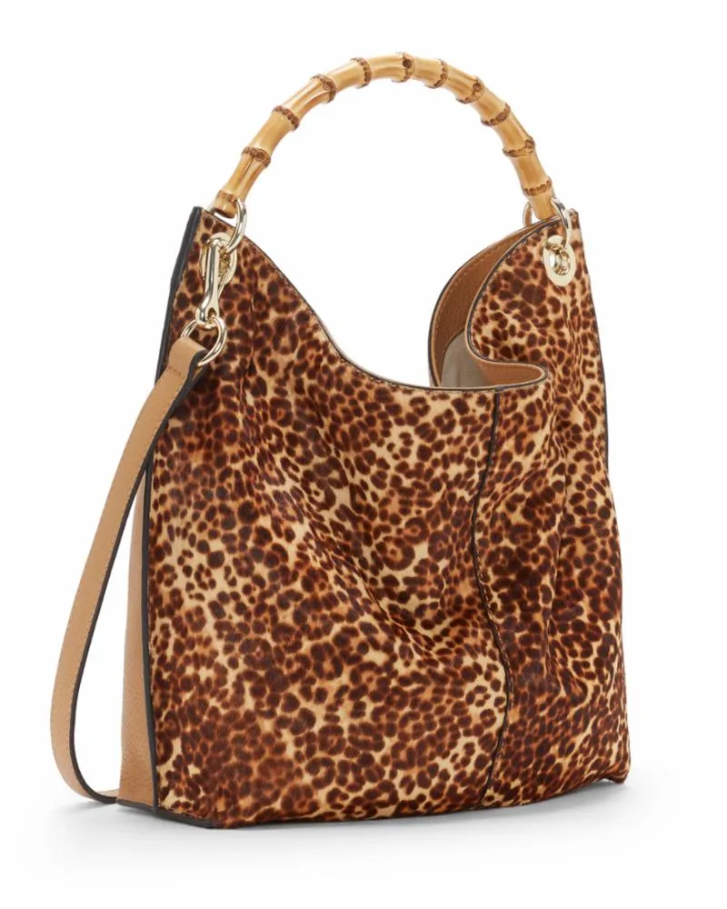 Vince Camuto Iggy Hobo Handbag - Natural Leopard Haircalf/Matte Yellow Sharknose