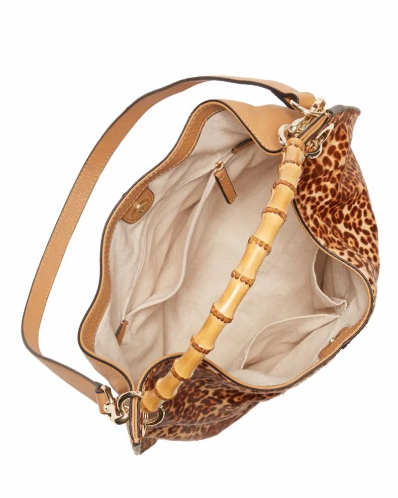 Vince Camuto Iggy Hobo Handbag - Natural Leopard Haircalf/Matte Yellow Sharknose