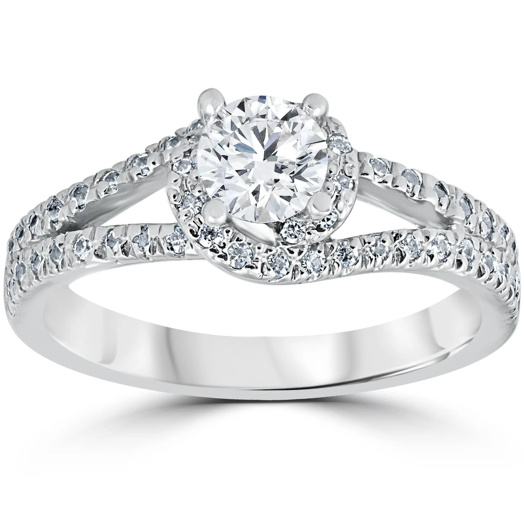 White Gold Twist Diamond Engagement Ring - 1 1/6ct - 14K