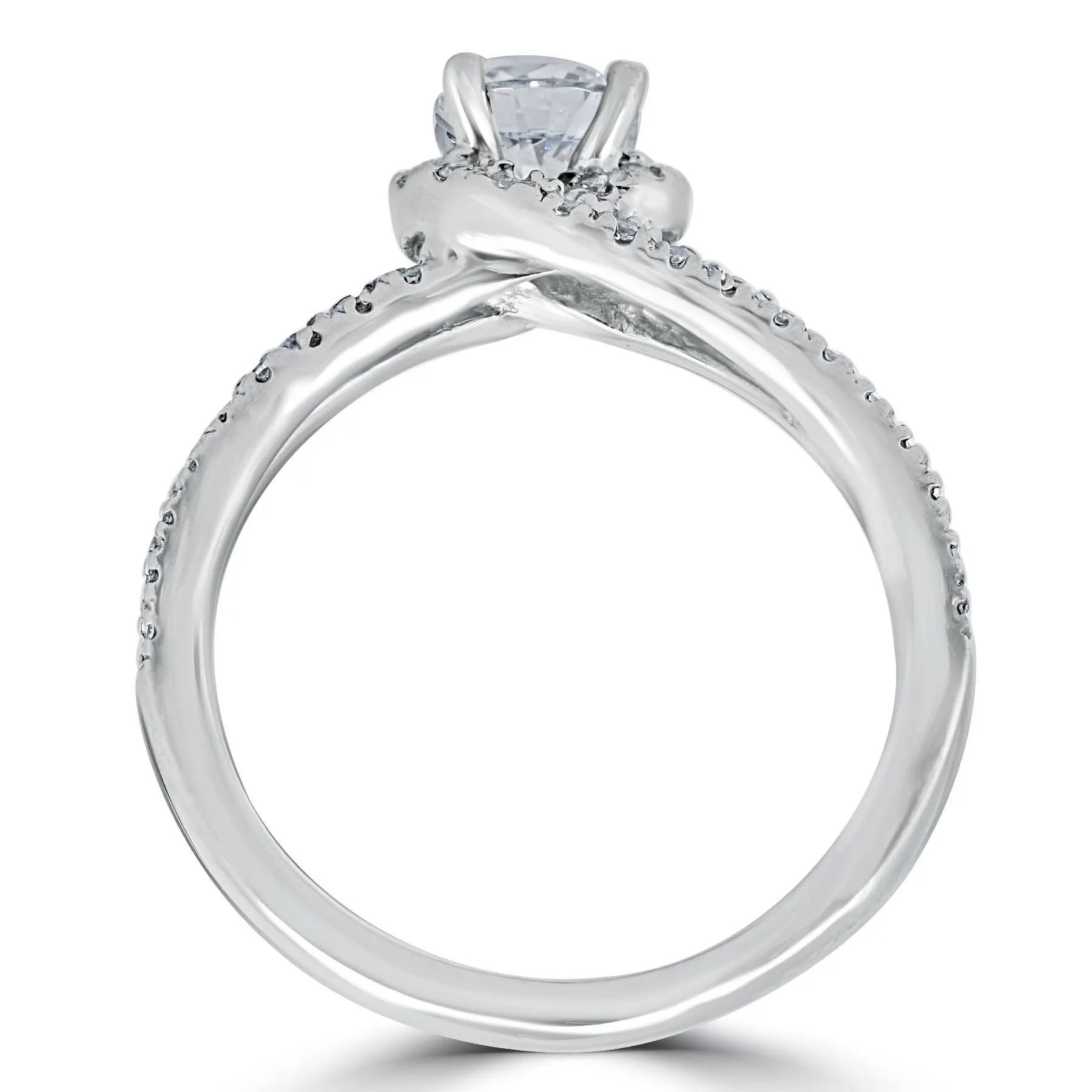 White Gold Twist Diamond Engagement Ring - 1 1/6ct - 14K