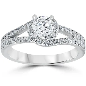 White Gold Twist Diamond Engagement Ring - 1 1/6ct - 14K