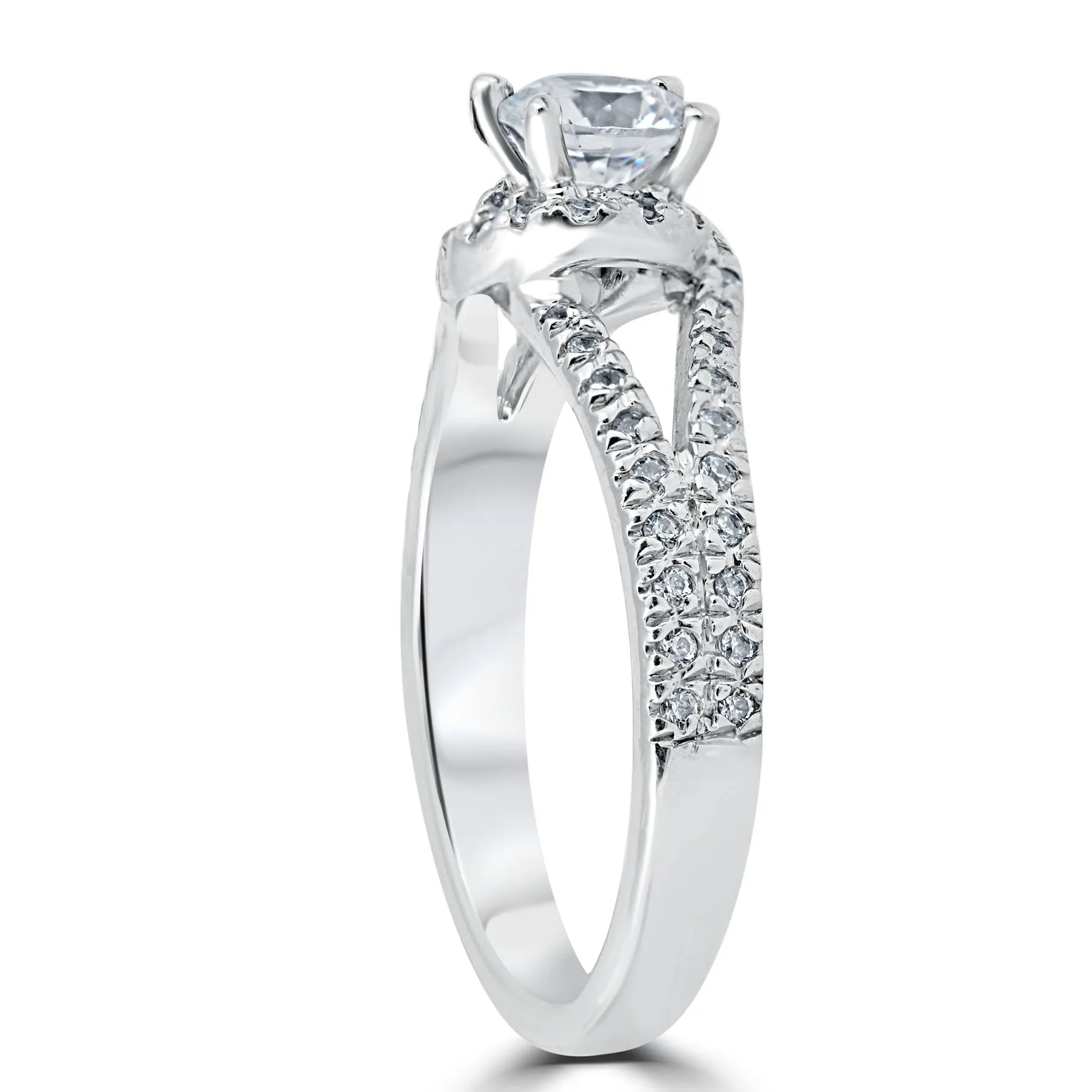 White Gold Twist Diamond Engagement Ring - 1 1/6ct - 14K