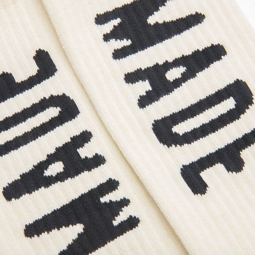 White HM Logo Socks