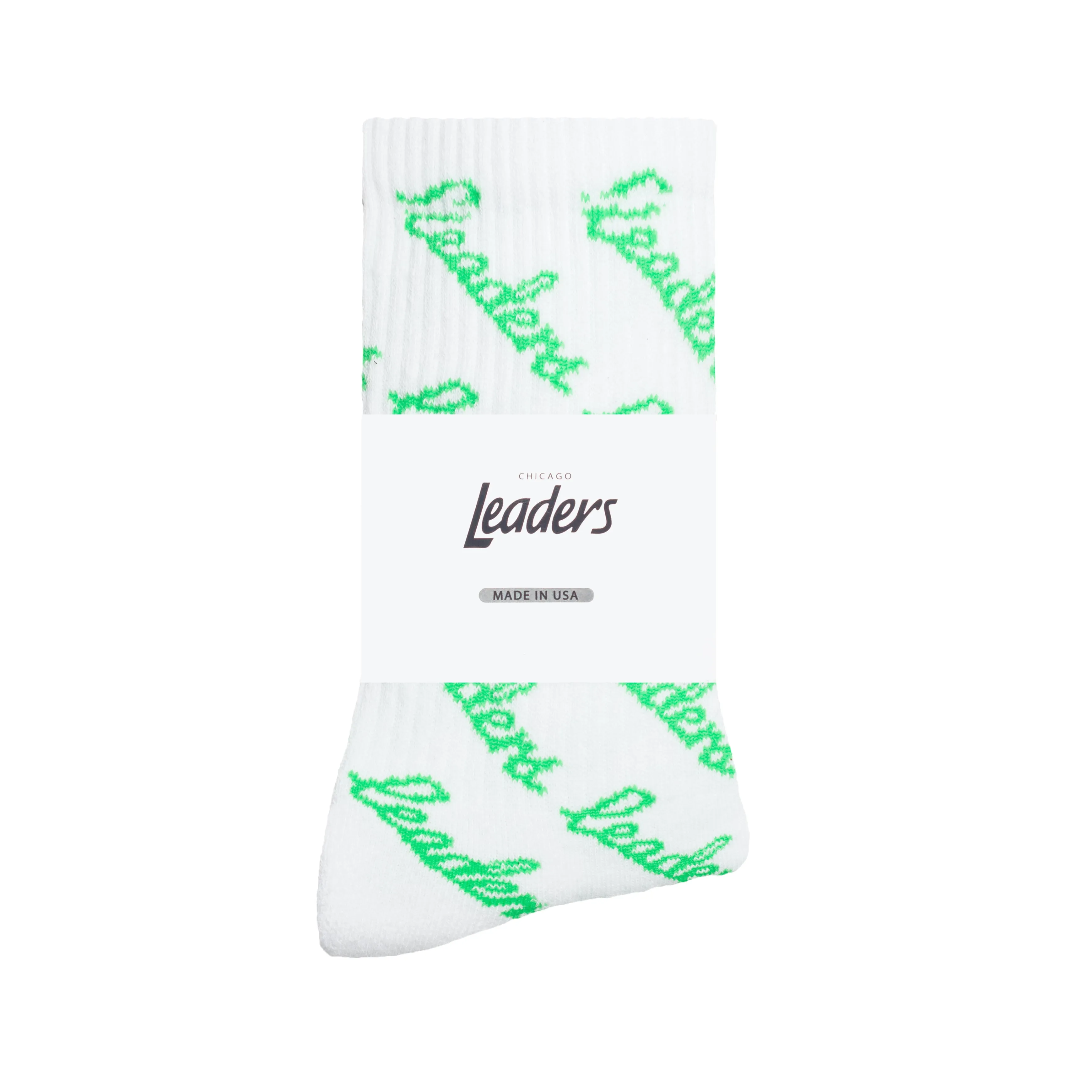 White Lime Cursive Socks