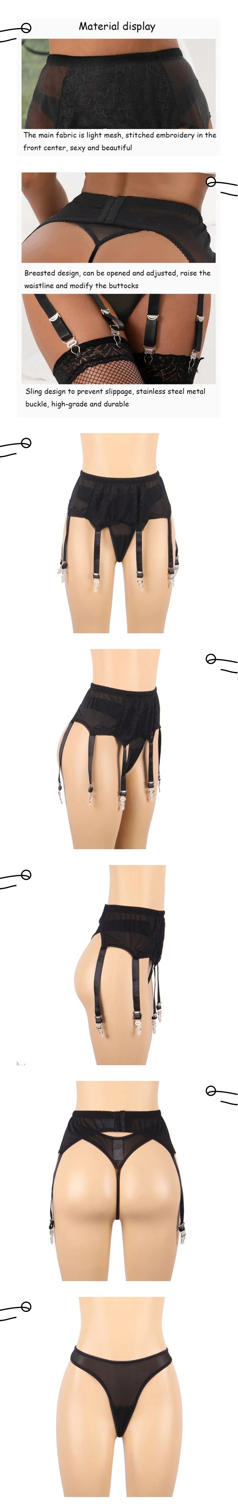 Women's Adjustable Garter Belt with Metal Clips, Elasticity Strap, and Lace Suspenders