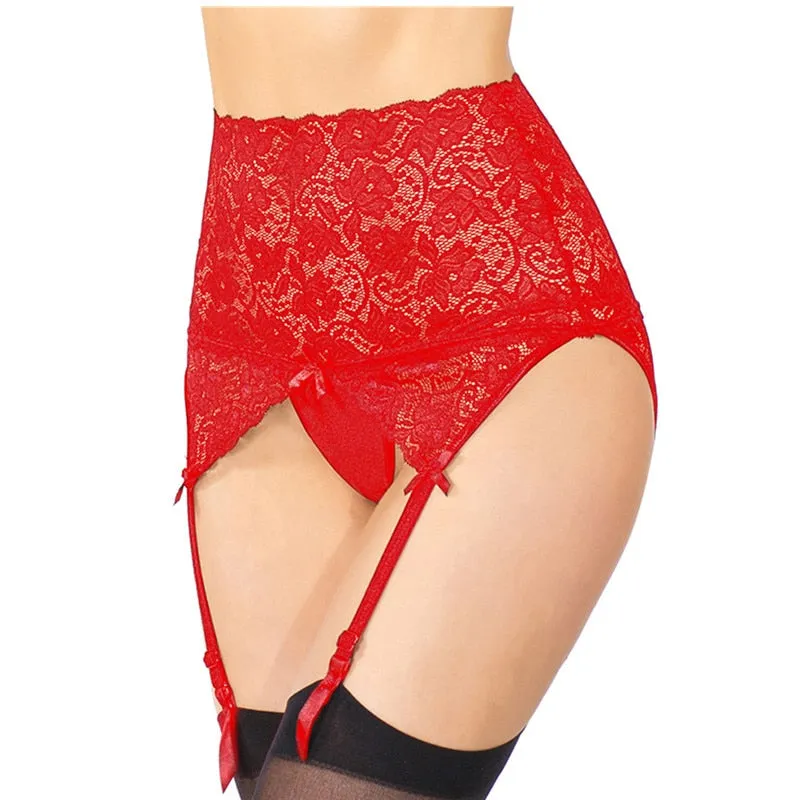 Women's Floral Lace Garter Belt High Waist Suspender Lingerie