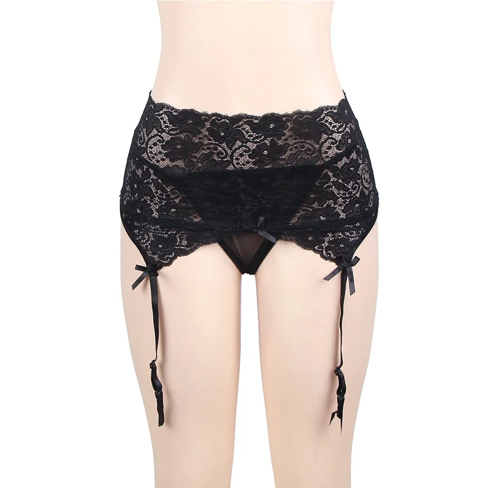 Women's Floral Lace Garter Belt High Waist Suspender Lingerie