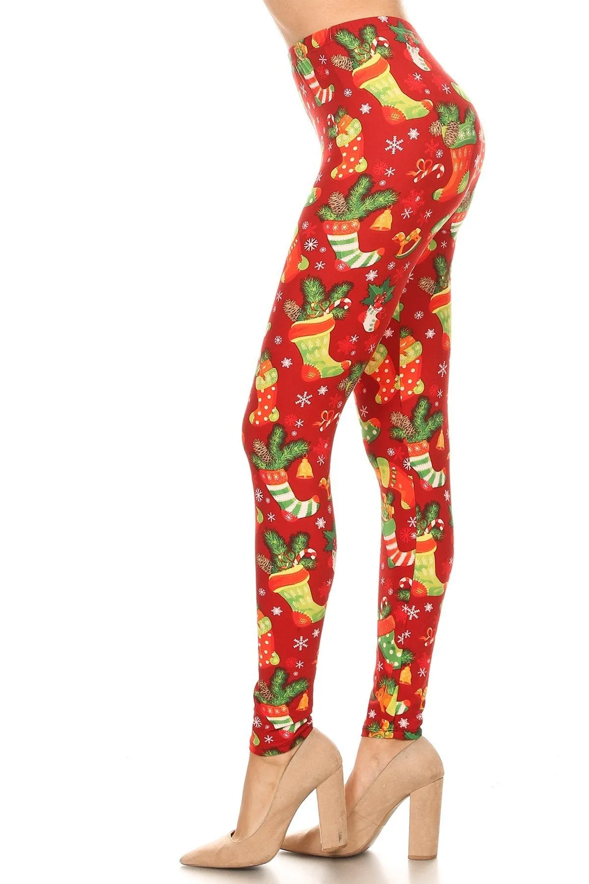 Women's PLUS Christmas Socks Leggings - Holiday Gift, Pattern Printed