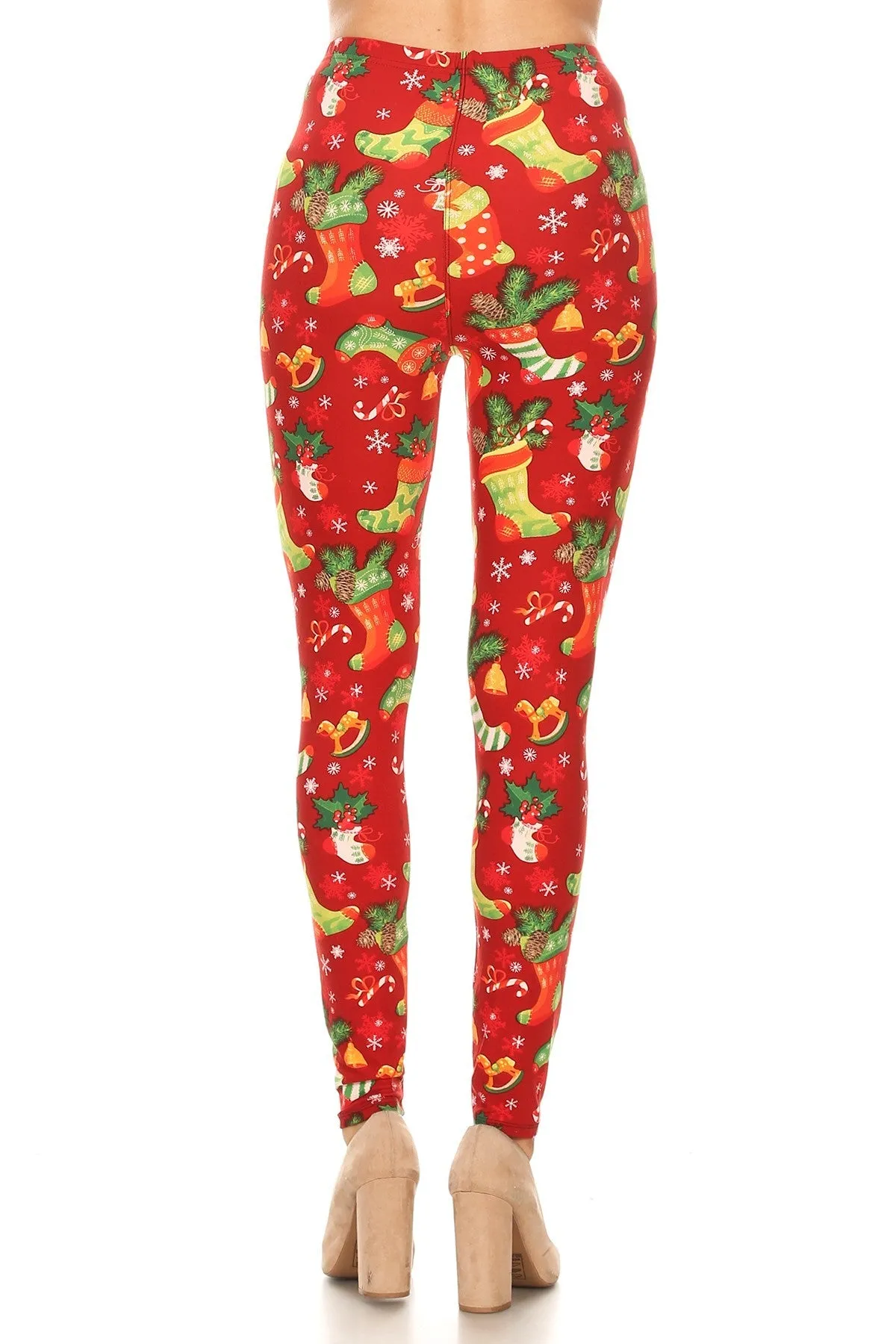 Women's PLUS Christmas Socks Leggings - Holiday Gift, Pattern Printed