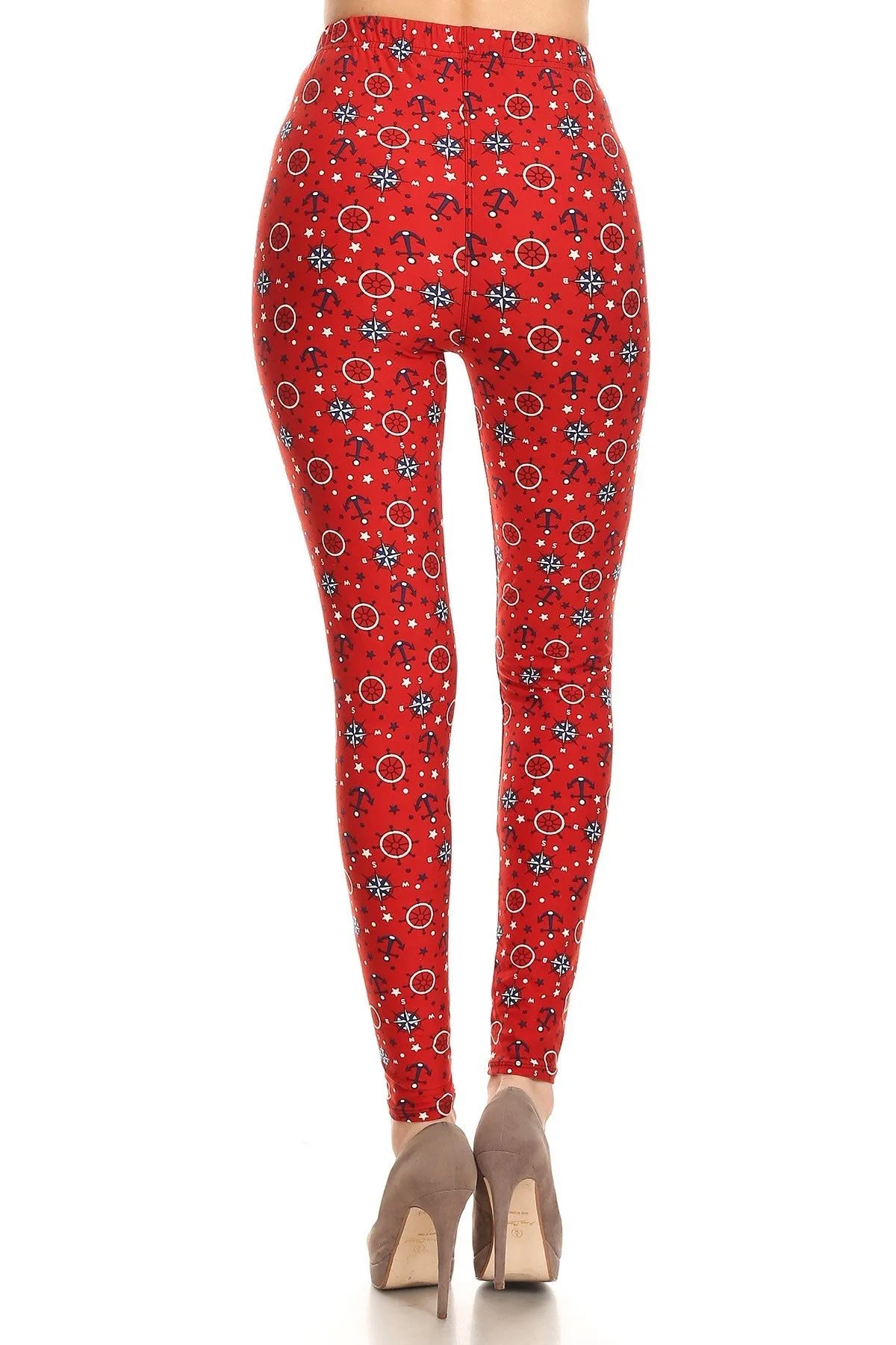 Women's Regular Anchor Compass Pattern Leggings