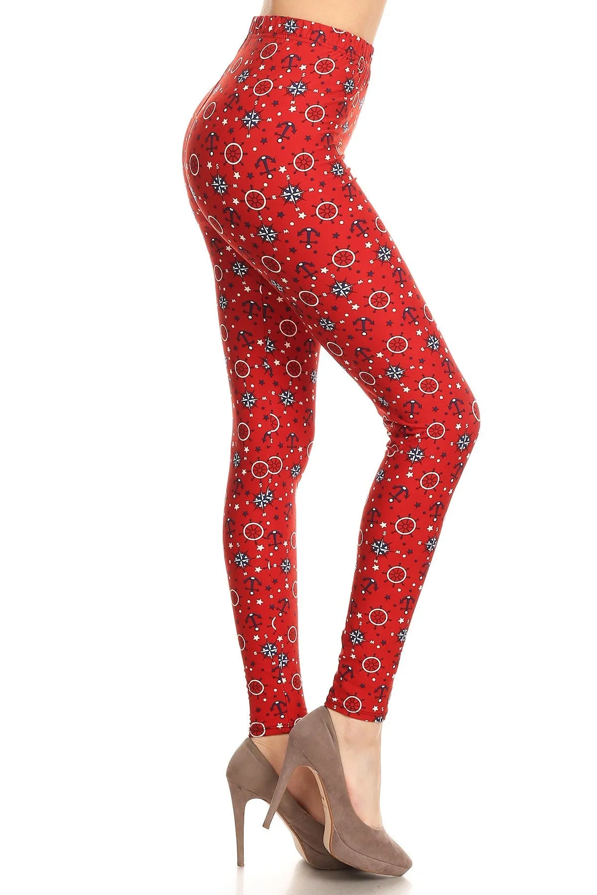 Women's Regular Anchor Compass Pattern Leggings