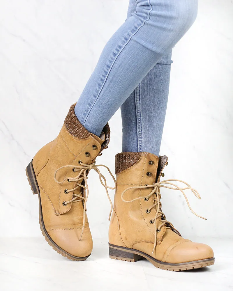 Woods Tan Boots with Ankle Sweater Cuff