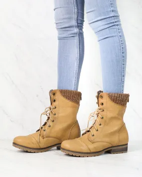 Woods Tan Boots with Ankle Sweater Cuff