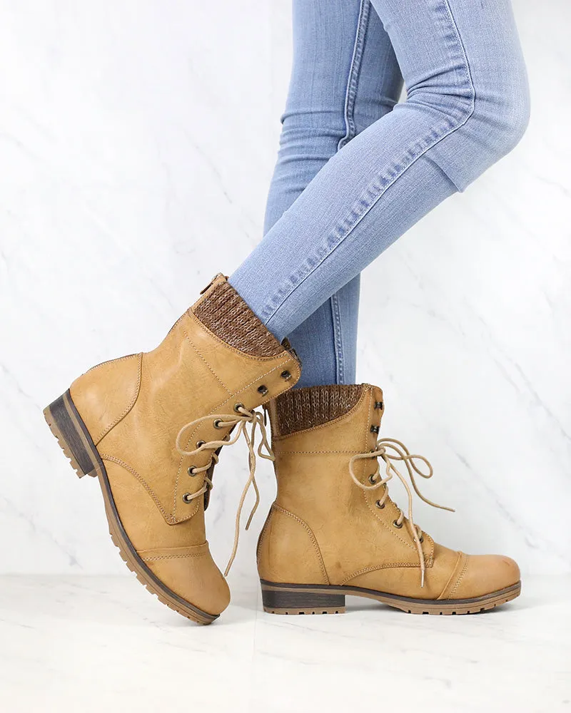 Woods Tan Boots with Ankle Sweater Cuff