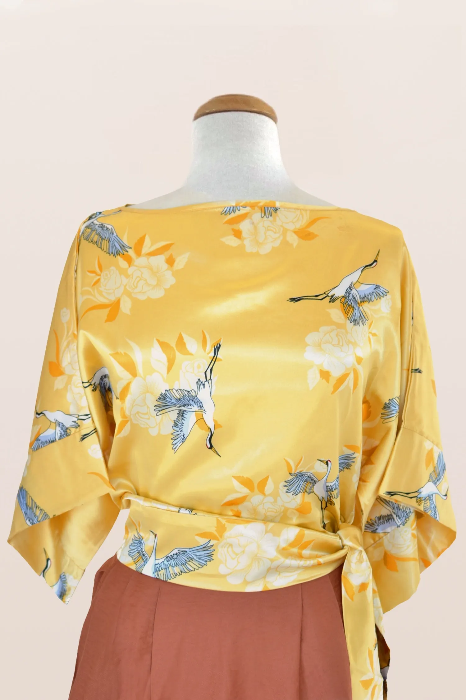 Yellow Kimono Crane Blouse