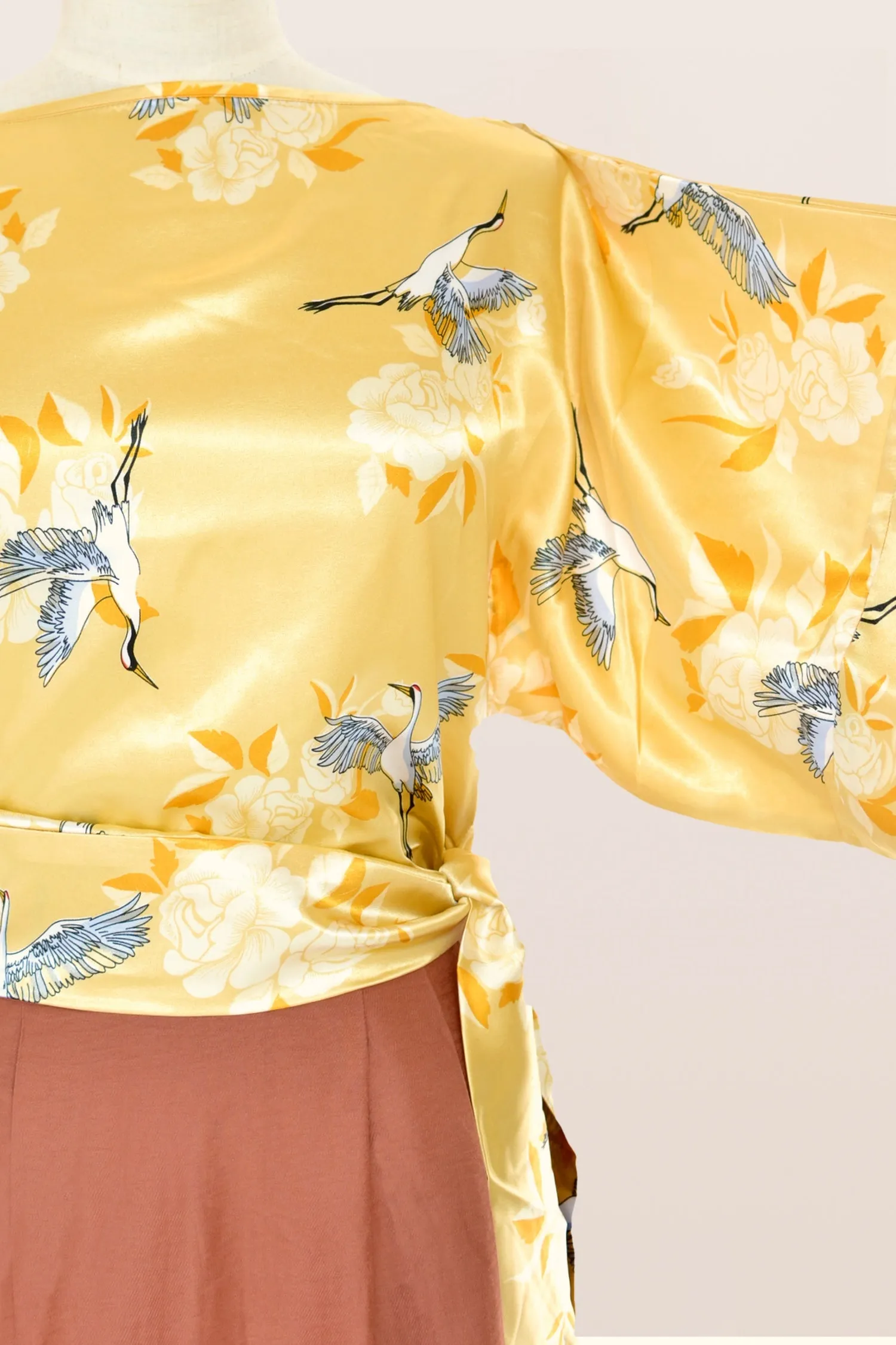 Yellow Kimono Crane Blouse