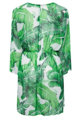 YOURS Curve Green Leaf Print Kimono - Green Leaf Print Kimono by YOURS Curve