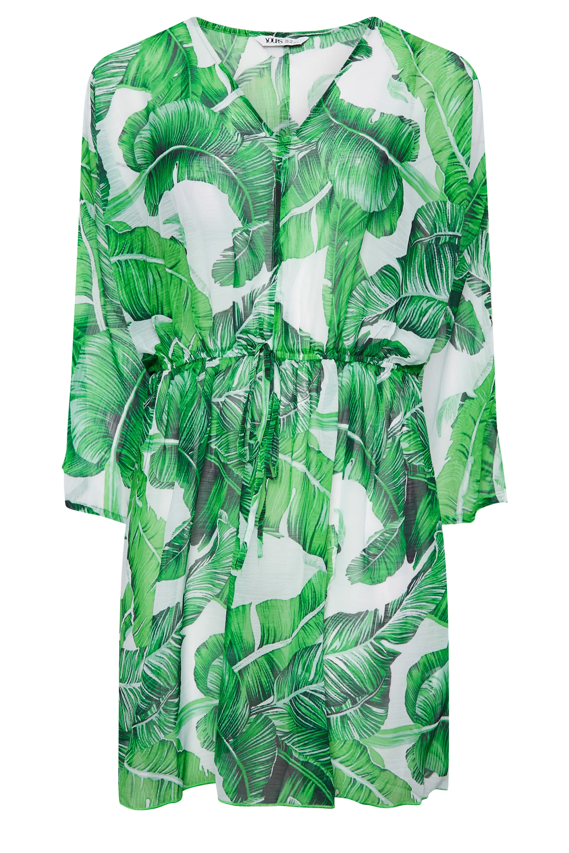 YOURS Curve Green Leaf Print Kimono - Green Leaf Print Kimono by YOURS Curve